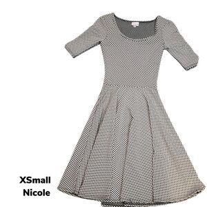 Lularoe NICOLE Black and White Polka Dot Dress